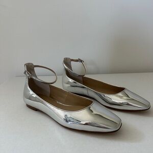 Ann Taylor Metallic Silver Ballet Flats